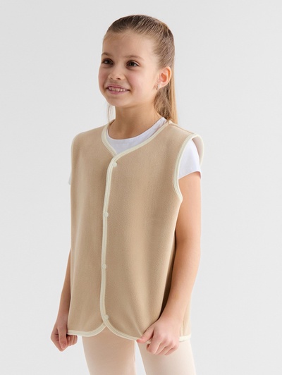 Жилетка флисовая детская Collorista, бежевая, рост 116 см