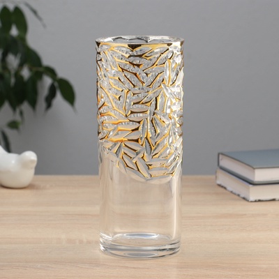 Ваза «Милагрос», узоры верх, 24×9 см, стекло, прозрачная