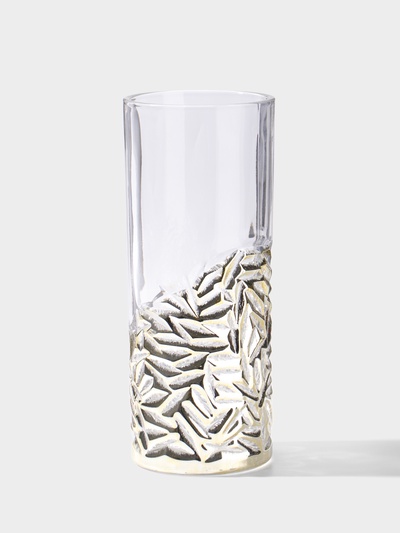 Ваза «Милагрос», узоры низ, 24×10 см, стекло, прозрачная