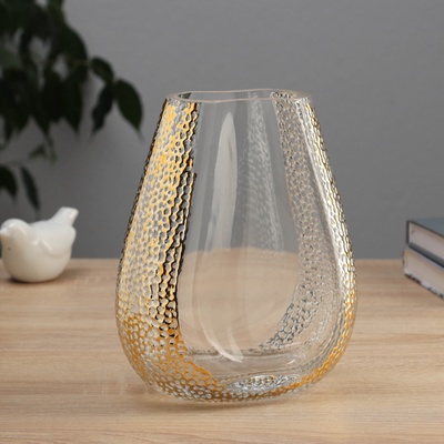 Ваза для цветов «Милагрос», боковой узор, d=4×10 см, 20×15 см, стекло, прозрачная