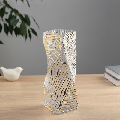 Ваза «Милагрос», рельеф, 24.5×8 см, стекло, прозрачная