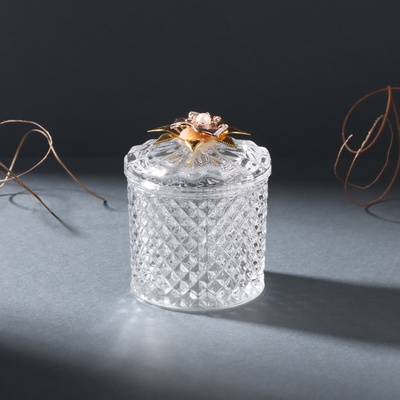 Шкатулка для украшений «Цветок: острые лепестки», стекло, золото 6×6×8 см