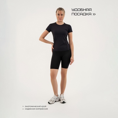 Футболка со вставками женская Resport, бифлекс, размер 42 (XS), чёрная
