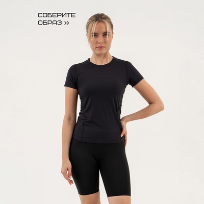 Футболка со вставками женская Resport, бифлекс, размер 42 (XS), чёрная