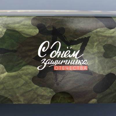 Коробка подарочная складная с окном, упаковка, «С Днем защитника Отечества», 25×15×7 см