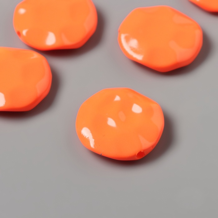 Бусины для творчества акрил «Плоский мятый круг», оранжевый 2.5×2.5×0.6 см