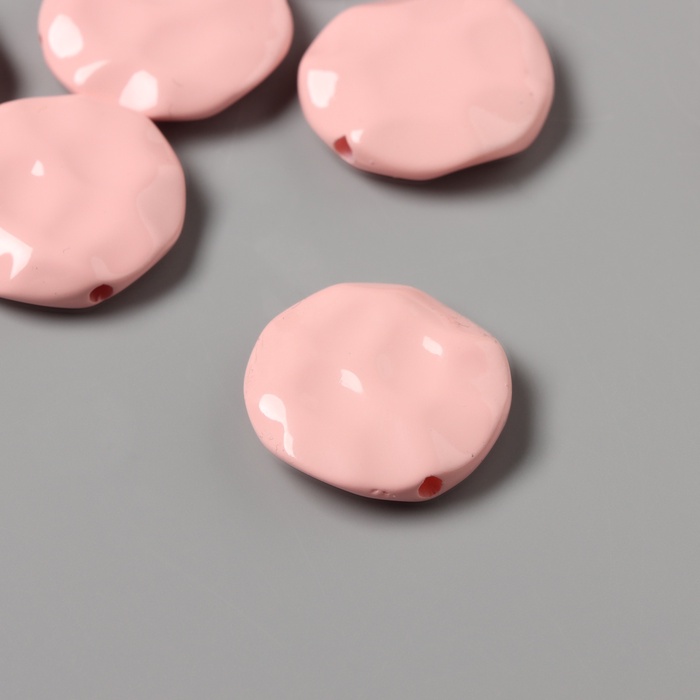 Бусины для творчества акрил «Плоский мятый круг», нежно-розовый 2.5×2.5×0.6 см