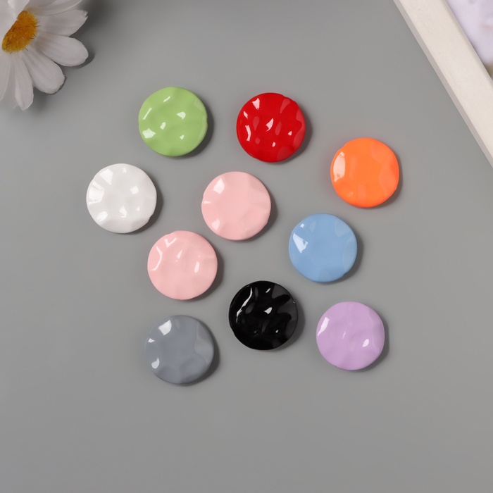 Бусины для творчества акрил «Плоский мятый круг», 2.5×2.5×0.6 см, МИКС