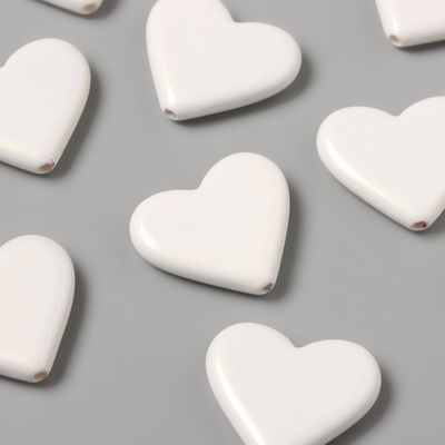 Бусины для творчества акрил «Сердечки гладкие», белый 2.4×2×0.5 см