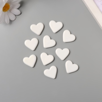 Бусины для творчества акрил "Сердечки гладкие" белый 2,4х2х0,5 см