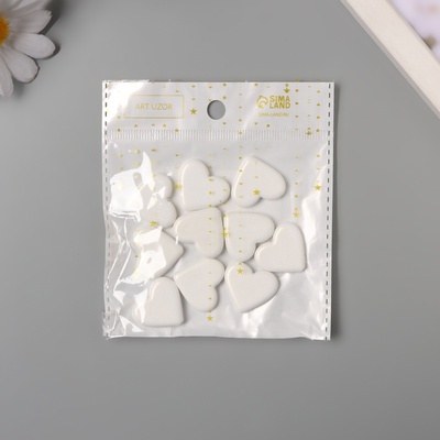 Бусины для творчества акрил "Сердечки гладкие" белый 2,4х2х0,5 см