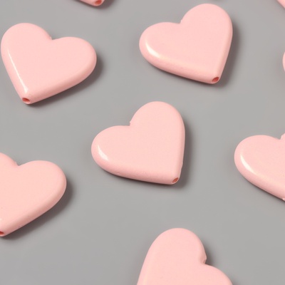 Бусины для творчества акрил «Сердечки гладкие», розовый 2.4×2×0.5 см