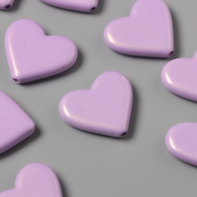 Бусины для творчества акрил «Сердечки гладкие», сирень 2.4×2×0.5 см