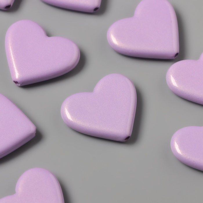 Бусины для творчества акрил «Сердечки гладкие», сирень 2.4×2×0.5 см - Фото 1