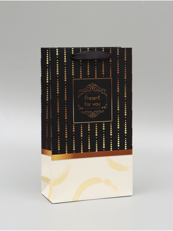 Пакет подарочный ламинированный под две бутылки Present, 35×20×9 см - Фото 1