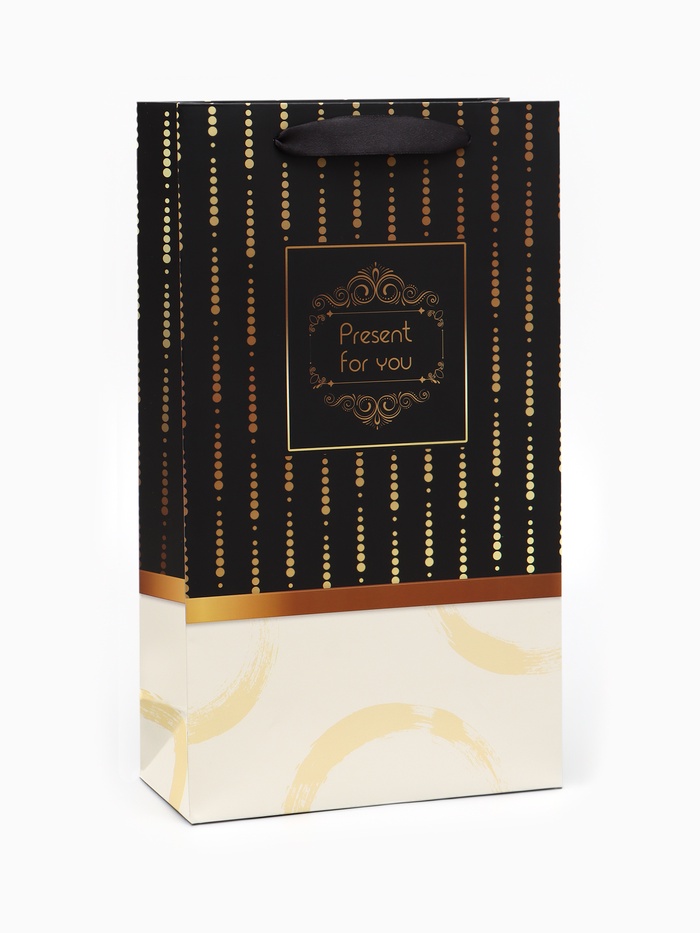 Пакет подарочный ламинированный под две бутылки Present, 35×20×9 см - Фото 1