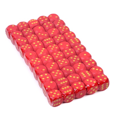 Кубики игральные, 2×2 см, набор 50 шт., красные