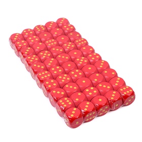 Кубики игральные, 2,5×2,5 см, набор 50 шт., красные