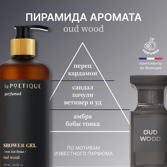 Гель для душа парфюмированный, 500 мл, аромат Oud wood, laPOETIQUE