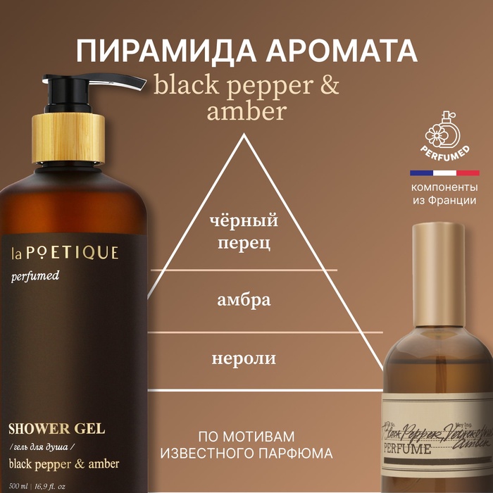 Гель для душа парфюмированный, 500 мл, аромат Black pepper, laPOETIQUE