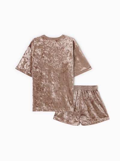 Пижама женская (футболка, шорты) KAFTAN Velvet, размер 44-46, кофейная