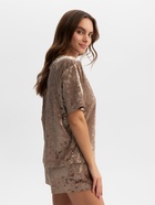 Пижама женская (футболка, шорты) KAFTAN Velvet, размер 44-46, кофейная - фото 27479669