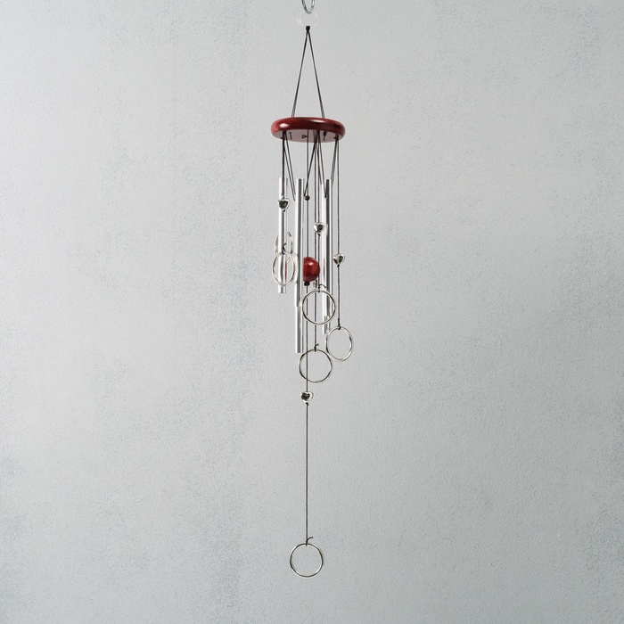 Музыка ветра «Кольца с сердечками», металл, 5 трубок, 68 см