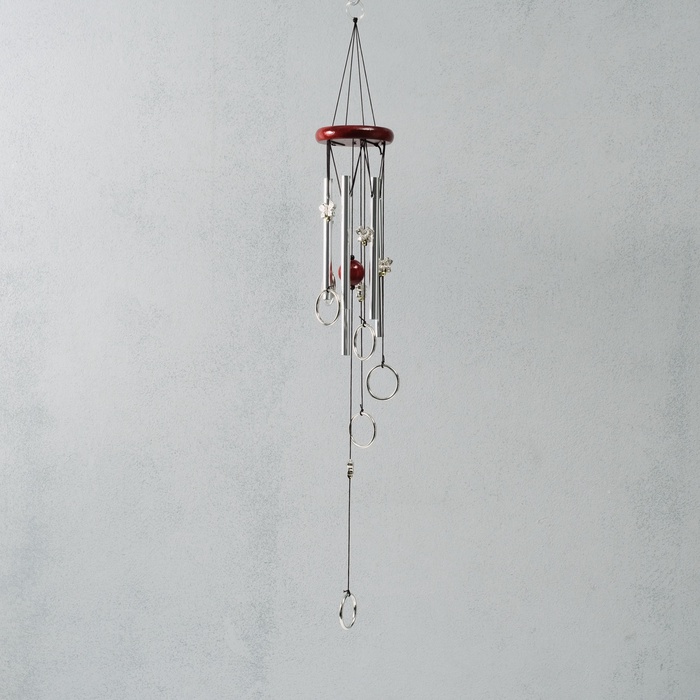 Музыка ветра «Кольца с бабочками», металл, 5 трубок, 68 см