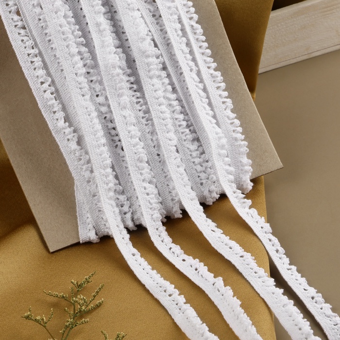 Тесьма вязаная эластичная, 10 мм, 9.1 м ± 0.5 м, белая