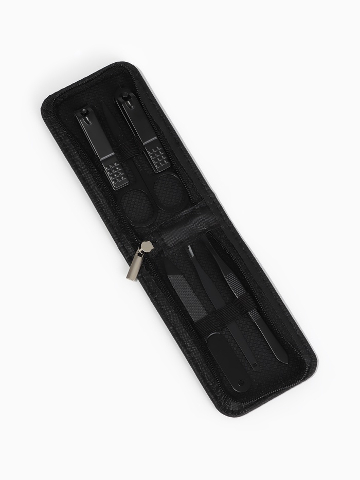 Набор маникюрный, 6 предметов, в футляре на молнии, чёрный - Фото 1