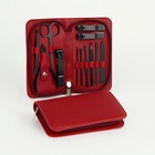 УЦЕНКА Набор маникюрный, 12 предметов, в футляре, красный, чёрный - Фото 3