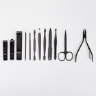 УЦЕНКА Набор маникюрный, 12 предметов, в футляре, чёрный 10481705