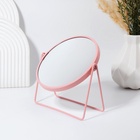 Зеркало настольное COLOURS, круглое, металлическое, 19×20.5 см, (d=16 см), розовое - Фото 3