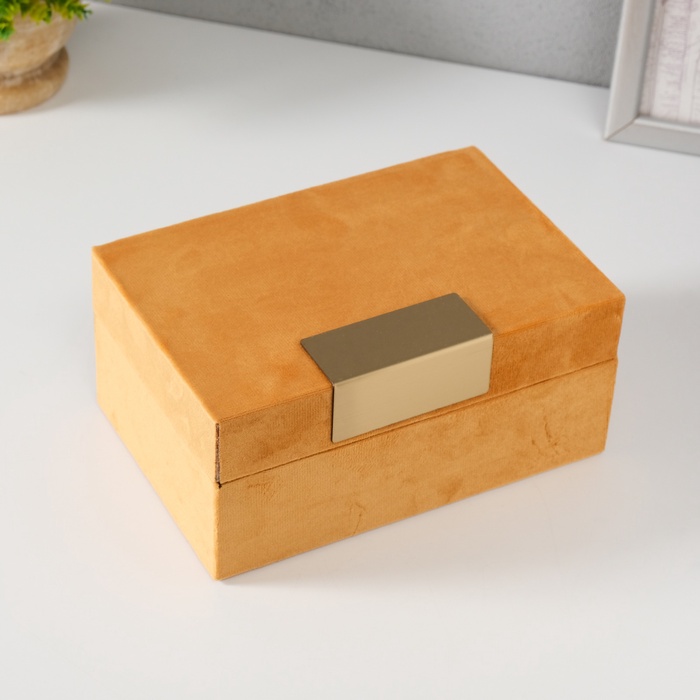 Шкатулка для украшений «Блок», текстиль, горчичная, 12.2×18×8.2 см - Фото 1