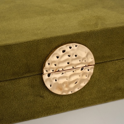 Шкатулка для украшений «Ядро», текстиль, зелёная, 12×25×7.8 см