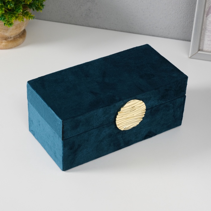 Шкатулка для украшений «Море», текстиль, бирюзовая, 10×20×9 см