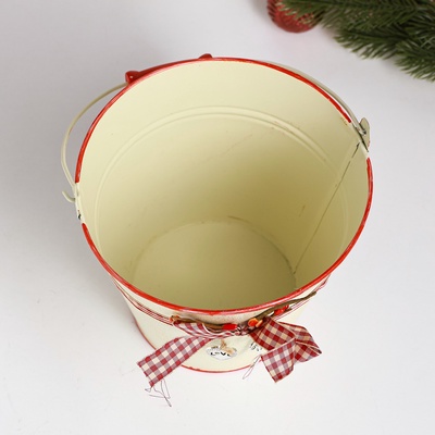 Декоративное кашпо для цветов «Ведерко Рустад», 15×15×14 см, металлическое, бежевое