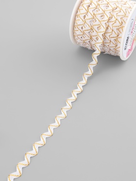 Тесьма декоративная «Вьюнчик», 5 мм, 27 м ± 1 м, белая с золотой нитью
