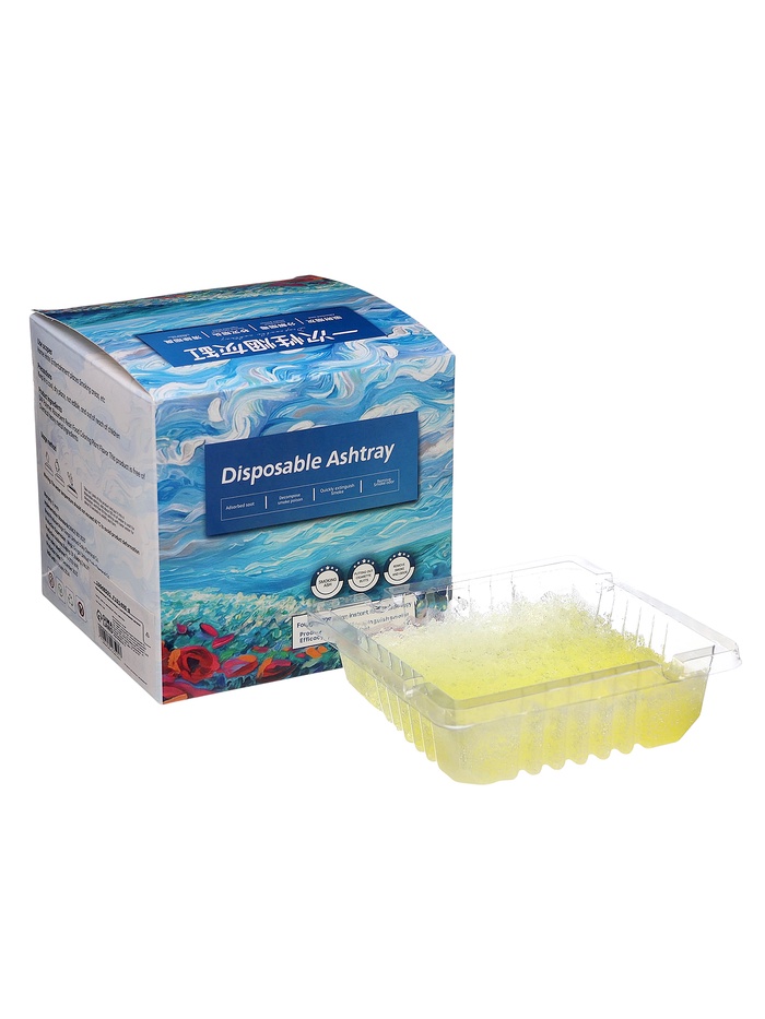 Одноразовые пепельницы с поглотителем запаха гидрогелем «Лимон», набор 30 шт. - Фото 1