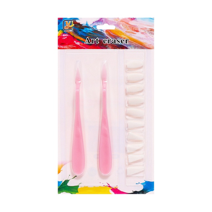 Набор мастихинов для растирки 2 штуки, с дополнительными насадками, ластиками, 10 штук - Фото 1