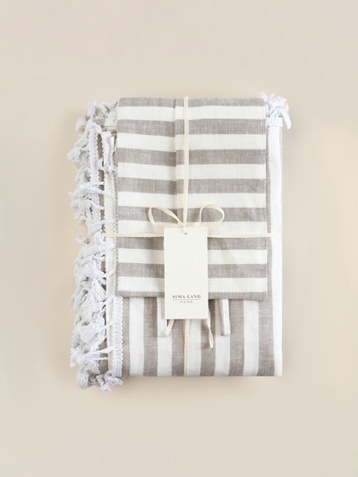 Комплект штор для кухни SL HOME Strict line 140×180 см-2 шт., подхваты 2 шт., лён 100%