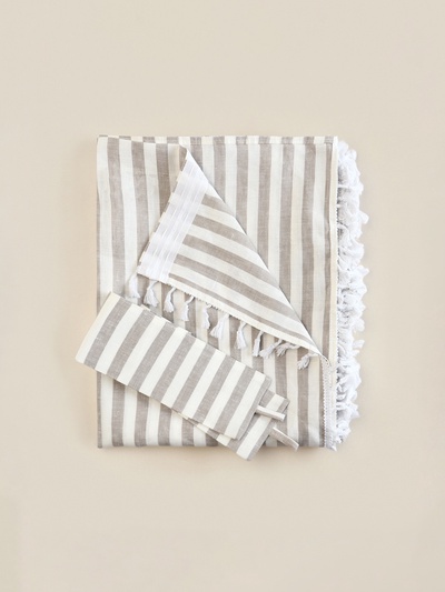Комплект штор для кухни SL HOME Strict line 140×180 см-2 шт., подхваты 2 шт., лён 100%