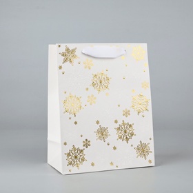 Пакет подарочный новогодний ламинированный «Снежинки», MS 18?23?10 см (комплект 2 шт)