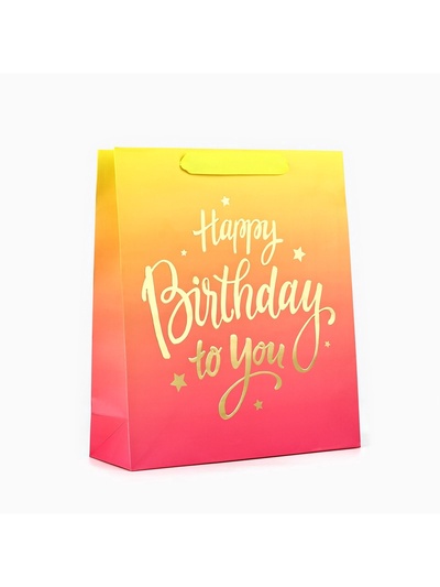 Пакет ламинированный Happy Birthday, M 26×30×9 см
