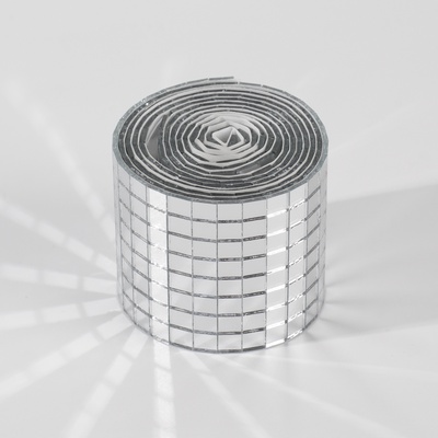 Зеркальная мозаика клеевая, 0.5×0.5 см, 8 рядов 4 см, 91±2 см, серебряное стекло