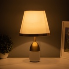 Настольная лампа с абажуром RISALUX «Жан», 1×40 Вт, Е27, белый/бронза, 25×25×40 см - Фото 4