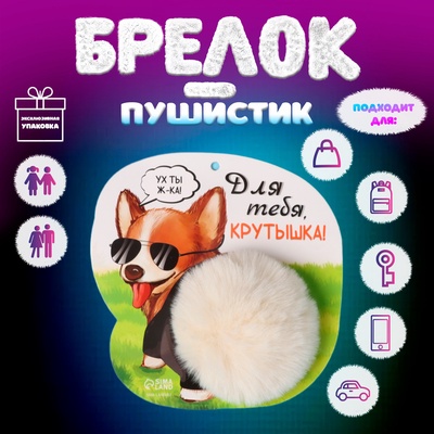 Брелок для ключей на кольце «Пушистик. Корги. Для тебя крутышка!», на сумку, рюкзак, d=8 см, 14.7×15 см