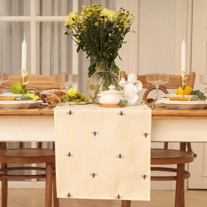 Дорожка Доляна «Пчёлки» 40×146 см, рогожка 164 г/м², 100% хлопок - Фото 1