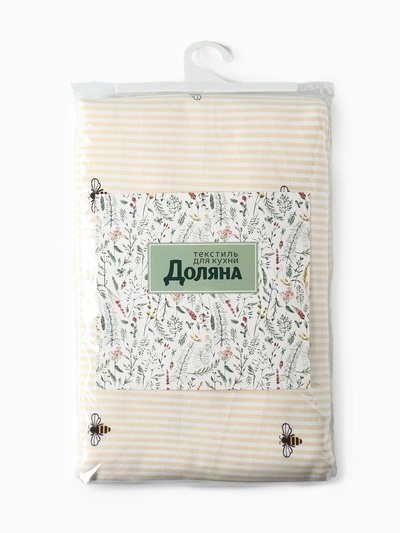 Шторы для кухни «Доляна. Пчёлки», 150×180 см - 2 шт., рогожка 164 г/м², 100% хлопок