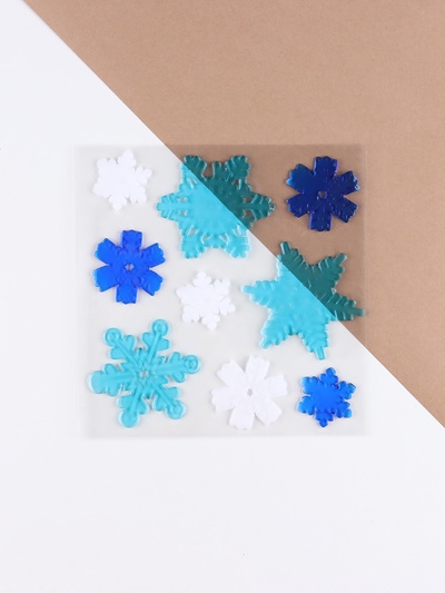 Наклейки на окна «Снежинки» синий, голубой, 20×20 см